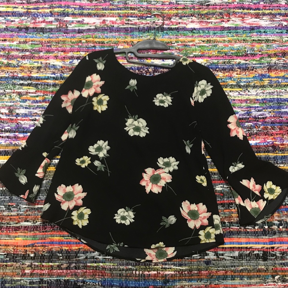 Black Flower Blouse